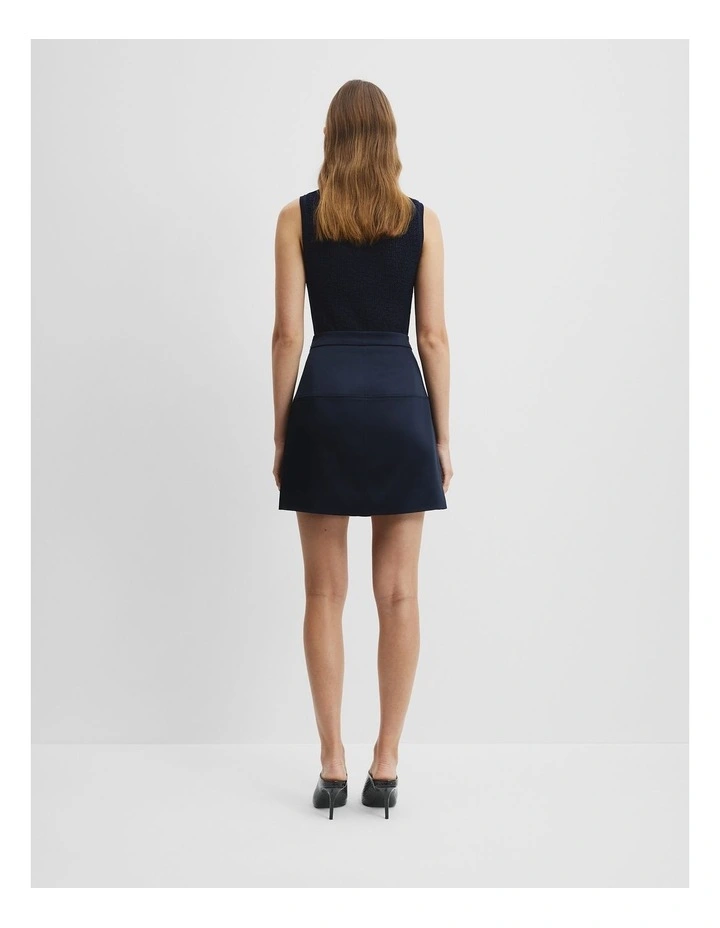 Satin Mini Skirt in Navy image 4