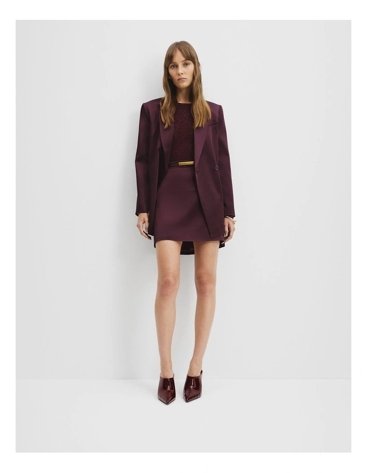 Satin Mini Skirt in Bordeaux image 1