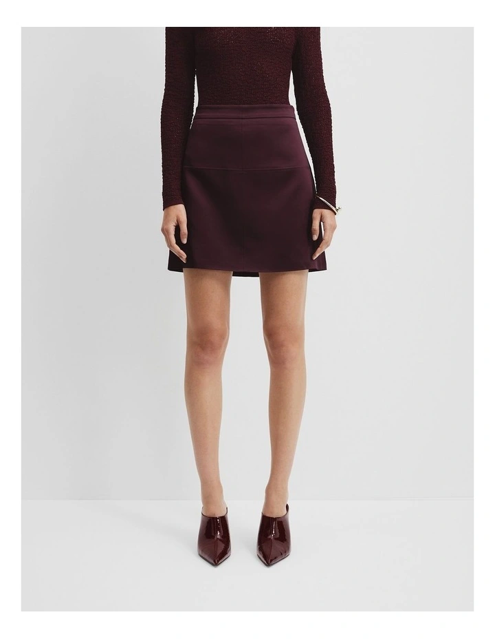 Satin Mini Skirt in Bordeaux image 2