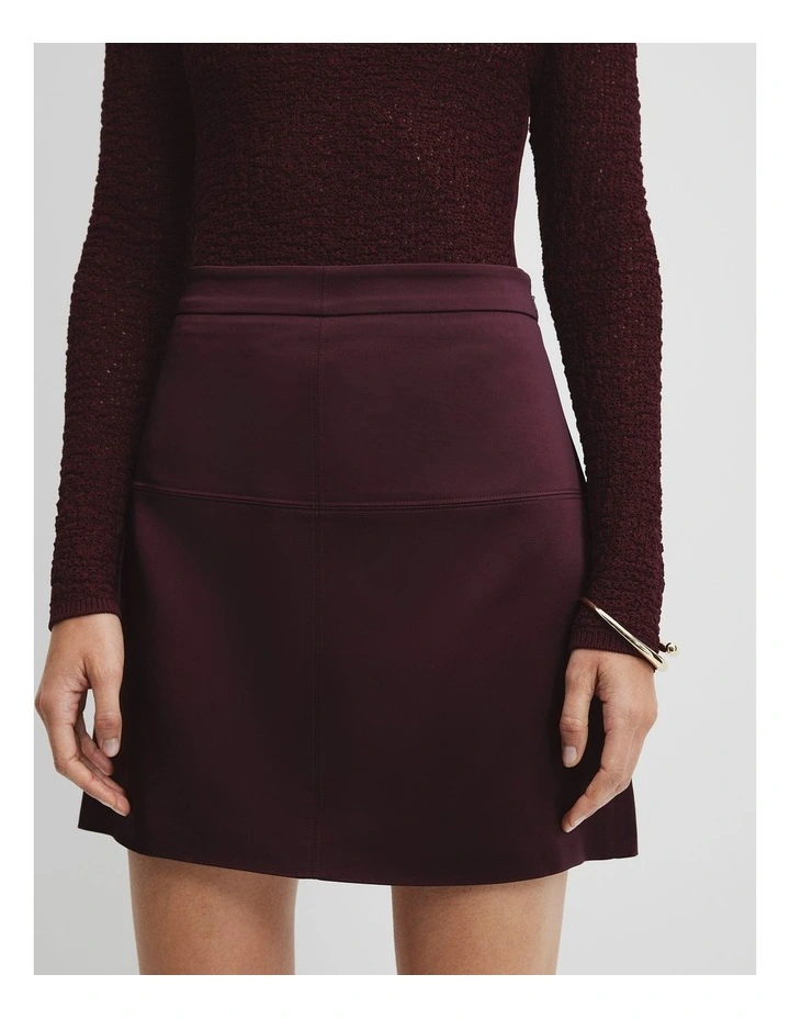 Satin Mini Skirt in Bordeaux image 3