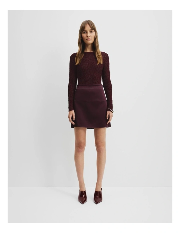 Satin Mini Skirt in Bordeaux image 4