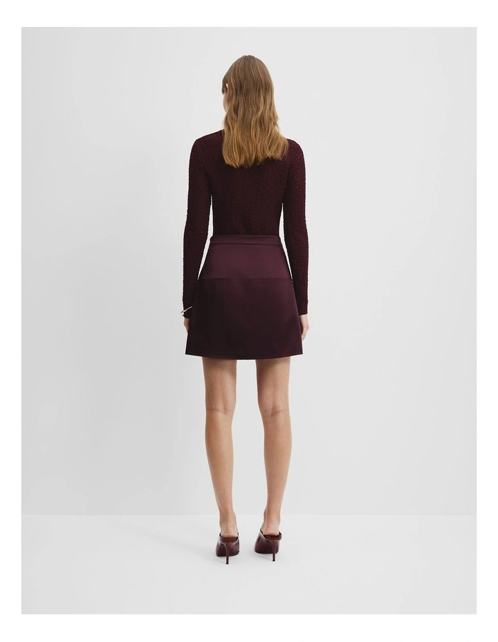 Satin Mini Skirt in Bordeaux image 5