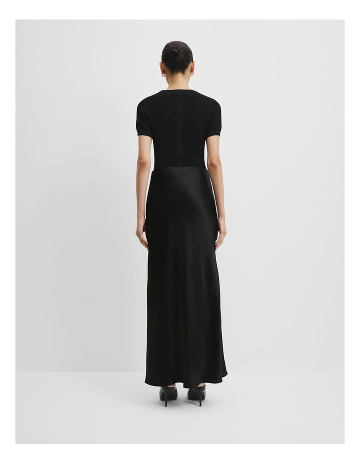 Satin Bias Skirt in Black image 4
