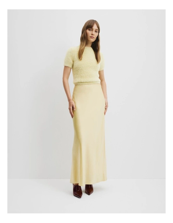 Satin Bias Skirt in Butter image 1