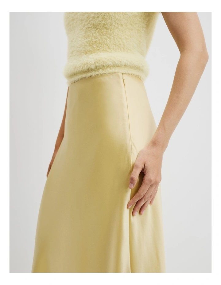 Satin Bias Skirt in Butter image 2