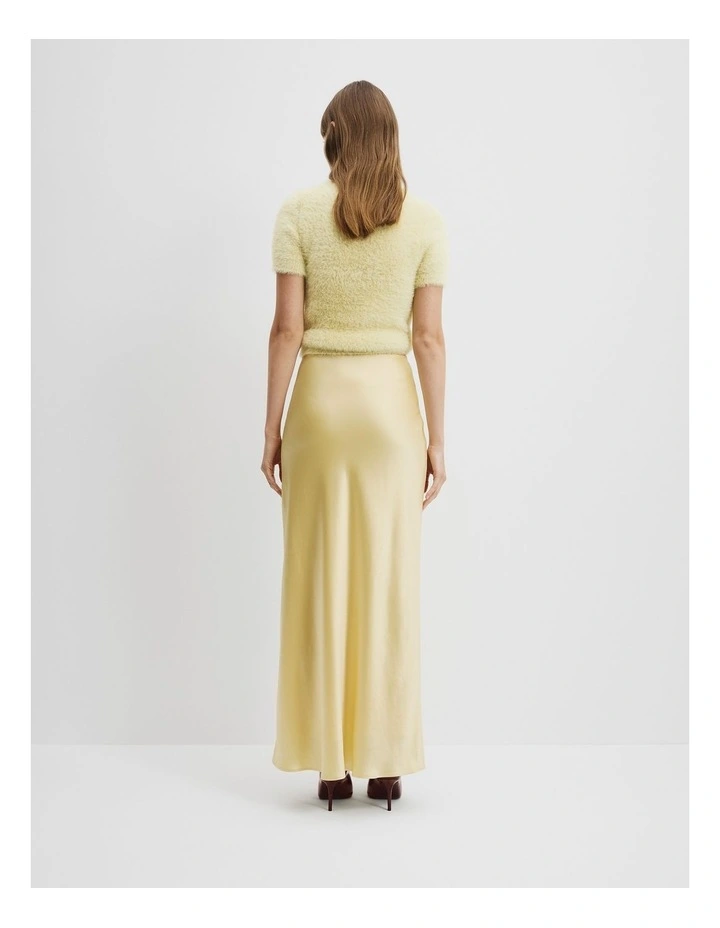 Satin Bias Skirt in Butter image 4