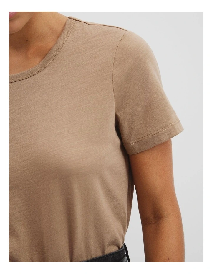 Australian Cotton Slub Short Sleeve T-shirt in Praline image 2