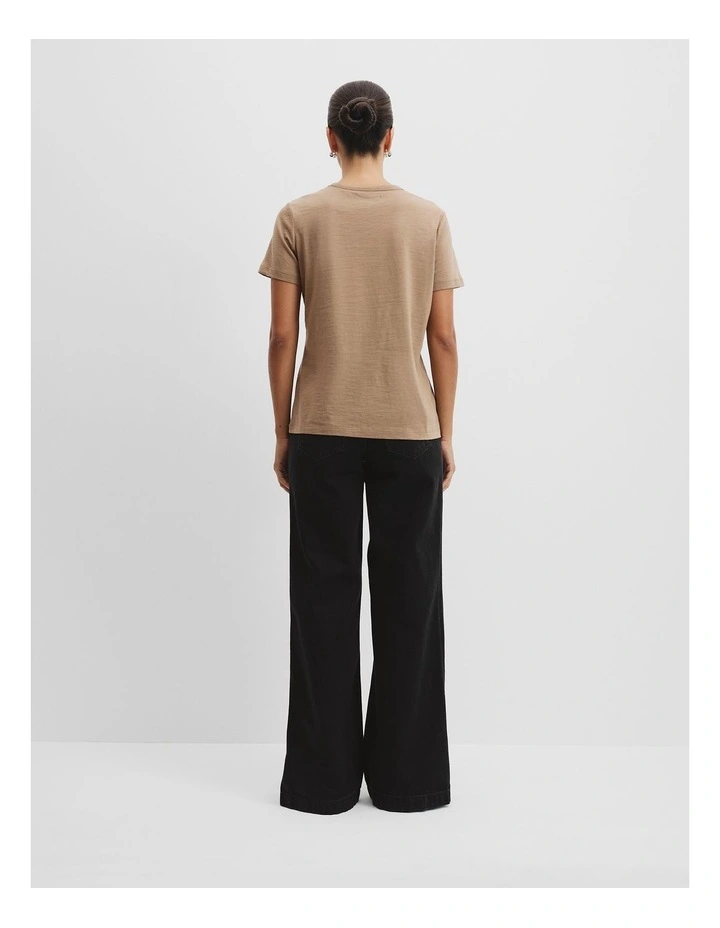 Australian Cotton Slub Short Sleeve T-shirt in Praline image 4
