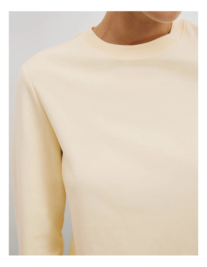 Australian Cotton Long Sleeve Slim Fit T-Shirt in Butter image 2