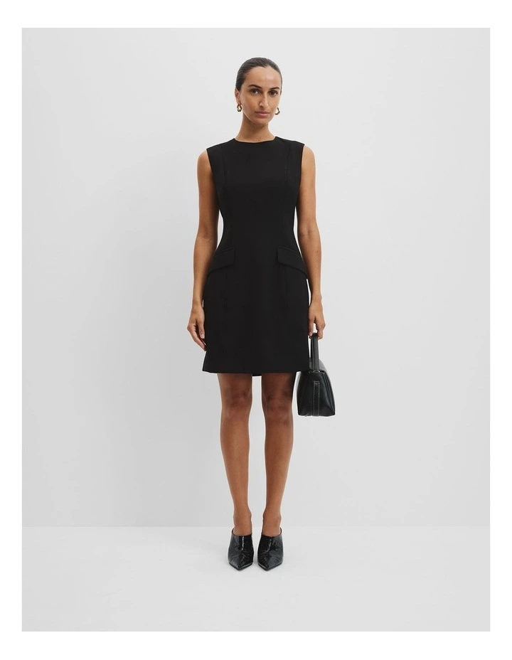 Tailored Mini Dress in Black image 1