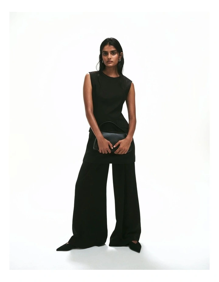 Tailored Mini Dress in Black image 2