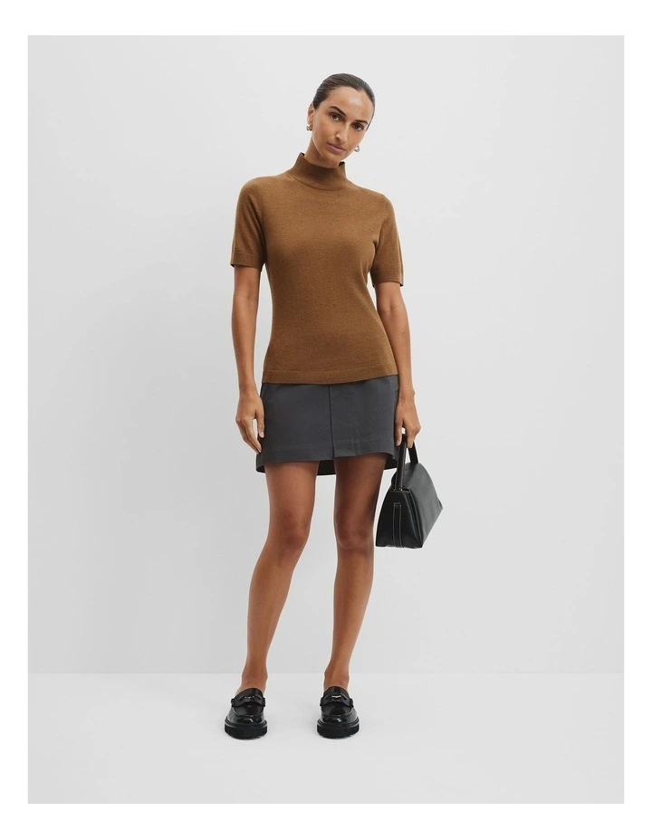 Australian Merino Wool Silk Short Sleeve Knit in Hazelnut image 3