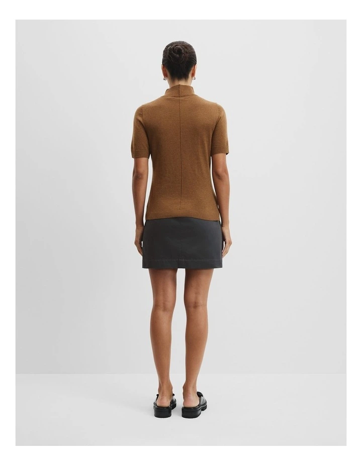 Australian Merino Wool Silk Short Sleeve Knit in Hazelnut image 4