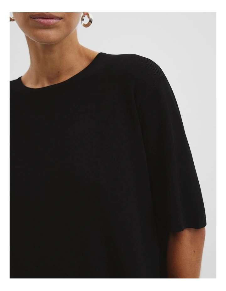Compact Knit T-shirt in Black image 2