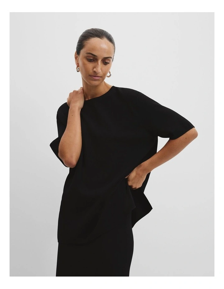 Compact Knit T-shirt in Black image 3