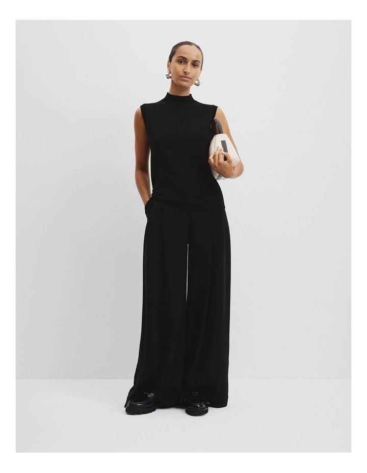Australian Merino Wool Mock Neck Knit in Black image 3