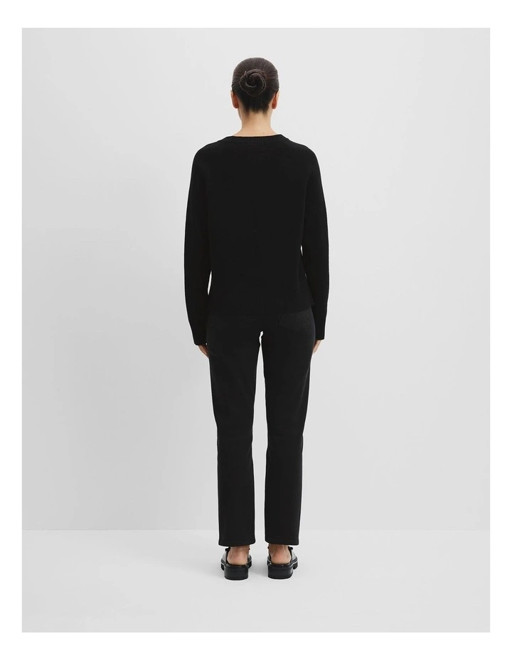 Organically Grown Cotton Linen Crew Knit in Black image 4