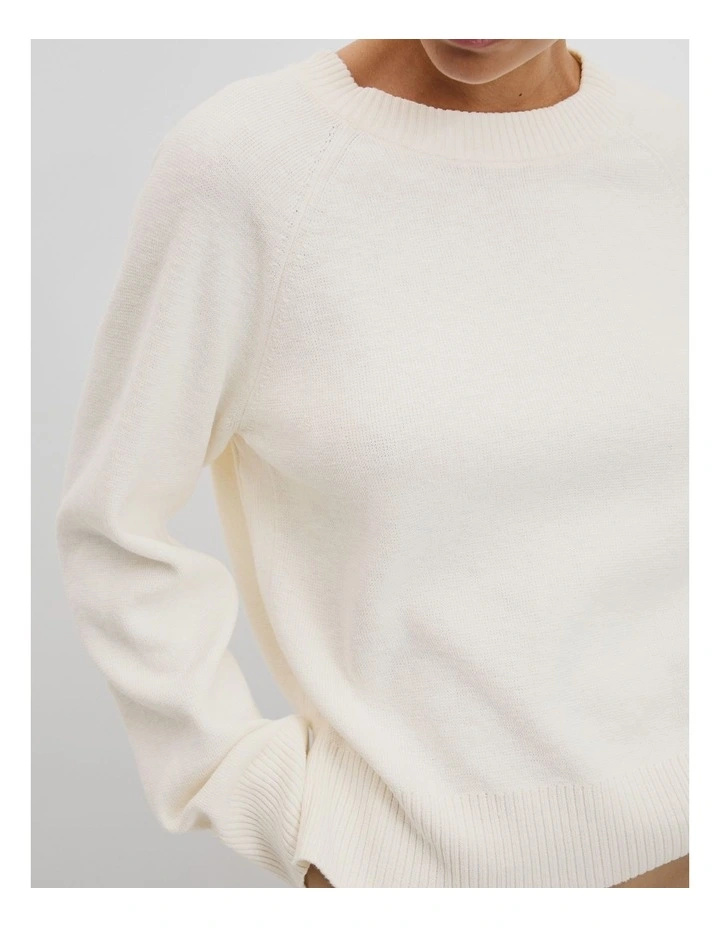 Organically Grown Cotton Linen Crew Knit in Antique White image 2