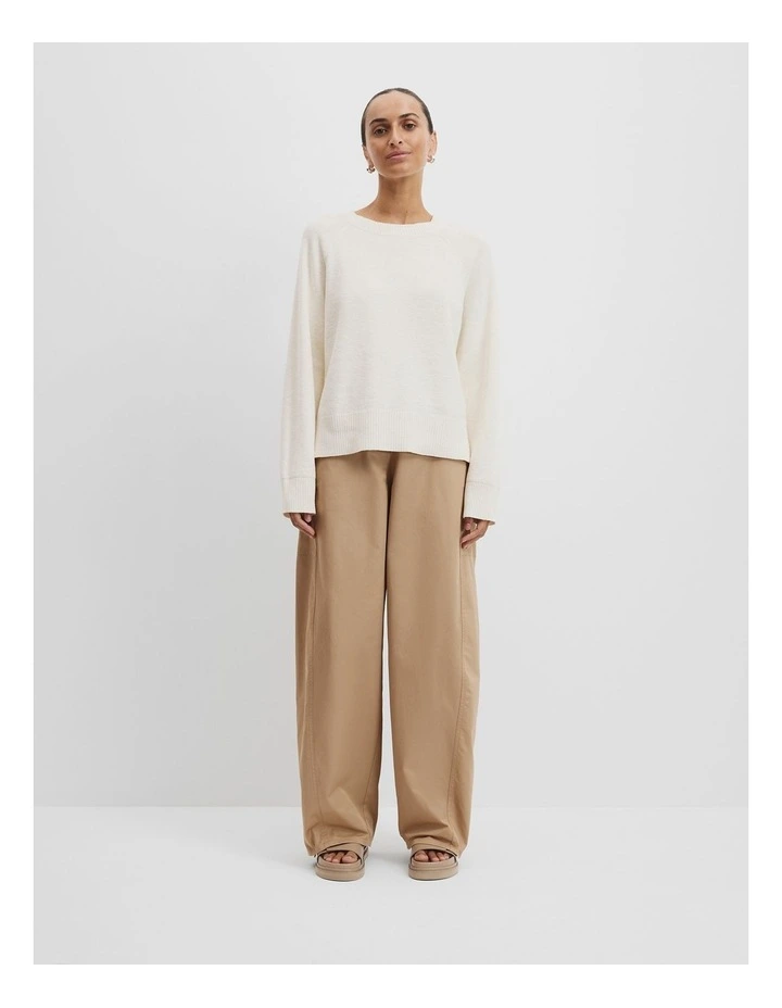 Organically Grown Cotton Linen Crew Knit in Antique White image 3