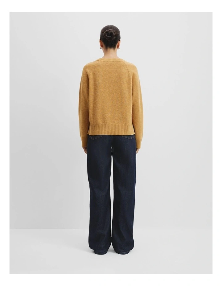 Organically Grown Cotton Linen Crew Knit in Ochre image 4