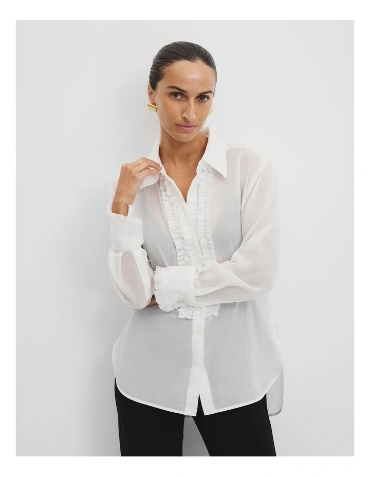 Ruffle Organza Shirt in Antique White image 1