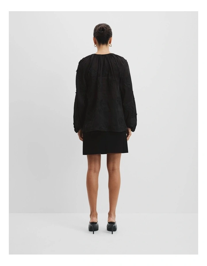 Blouson Applique Blouse in Black image 4