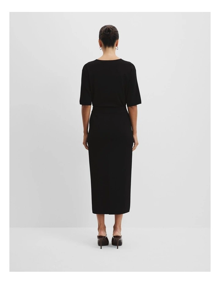 Compact Midi Knit Skirt in Black image 4