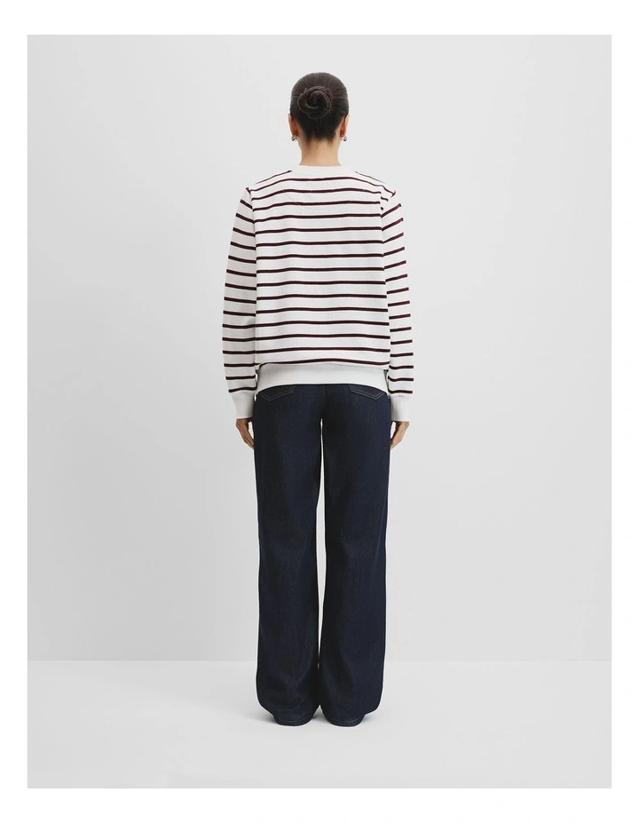 Australian Cotton Stripe Heritage Sweat in Bordeaux Stripe image 4