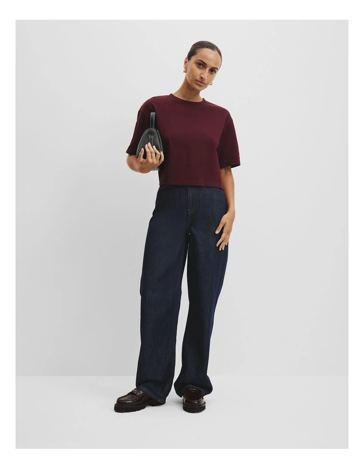 Australian Cotton Cropped T-shirt in Bordeaux image 1