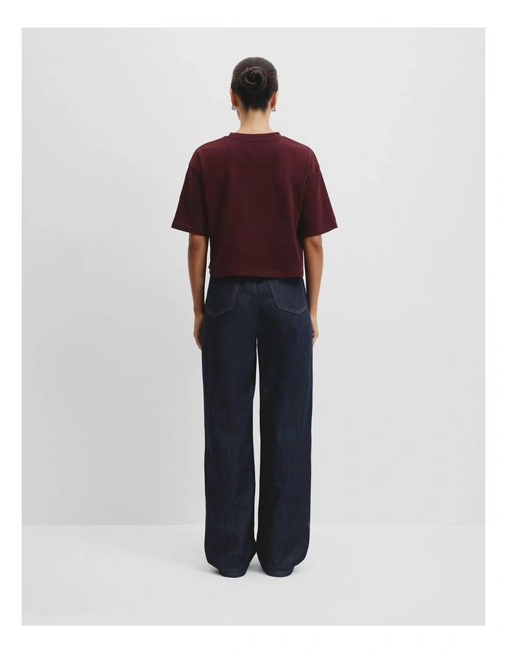 Australian Cotton Cropped T-shirt in Bordeaux image 4