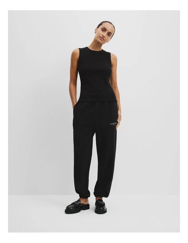 Australian Cotton Waffle Tank in Black image 2