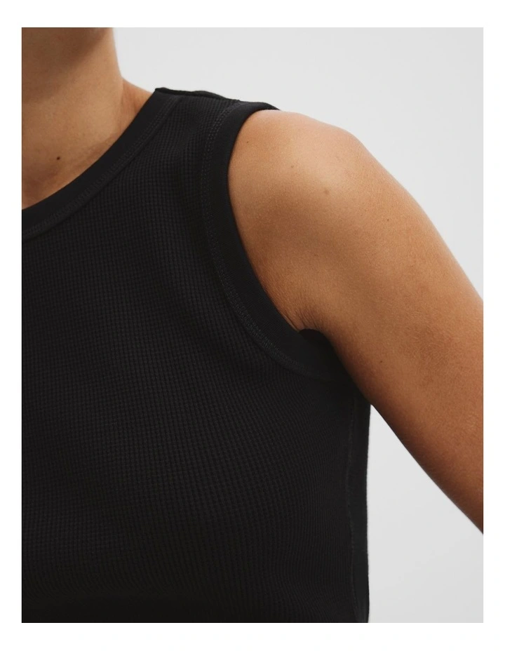 Australian Cotton Waffle Tank in Black image 3