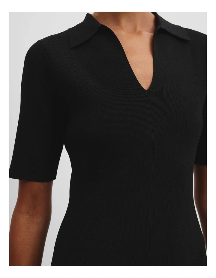 Compact Midi Knit Dress in Black image 2