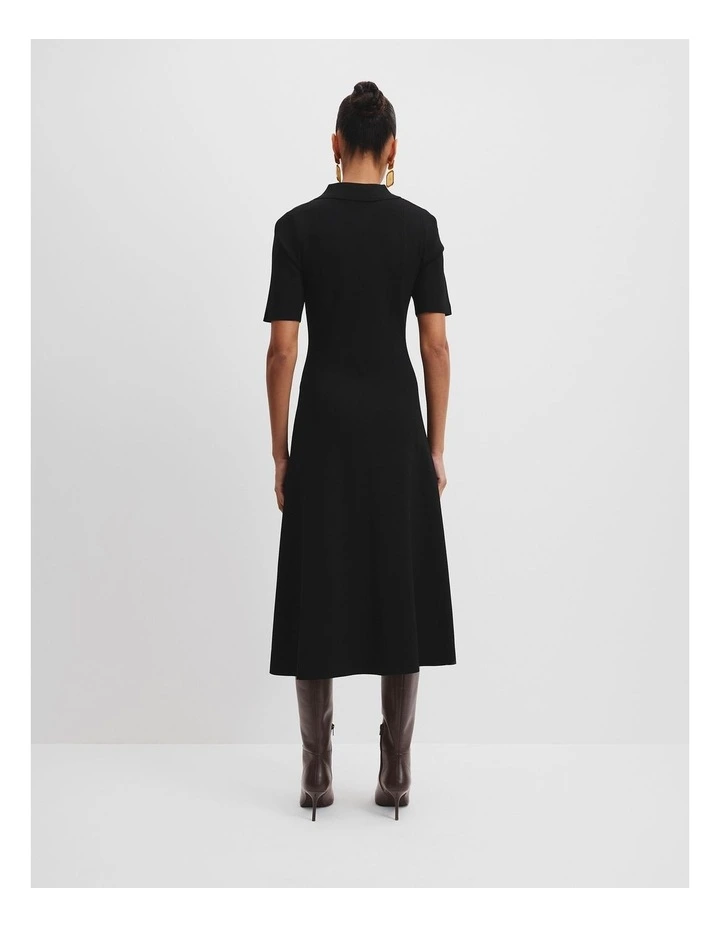 Compact Midi Knit Dress in Black image 4