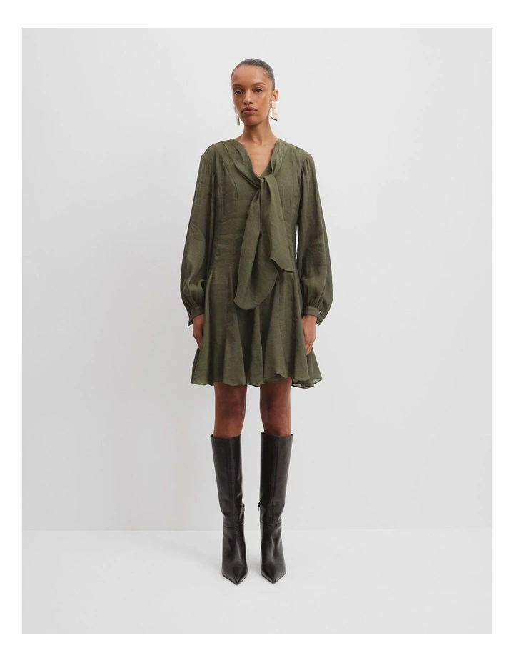Panelled Mini Dress in Kelp image 3