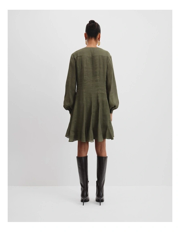 Panelled Mini Dress in Kelp image 4