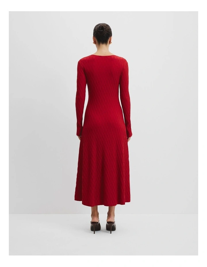 Pattern Knit Midi Dress in Cherry image 4