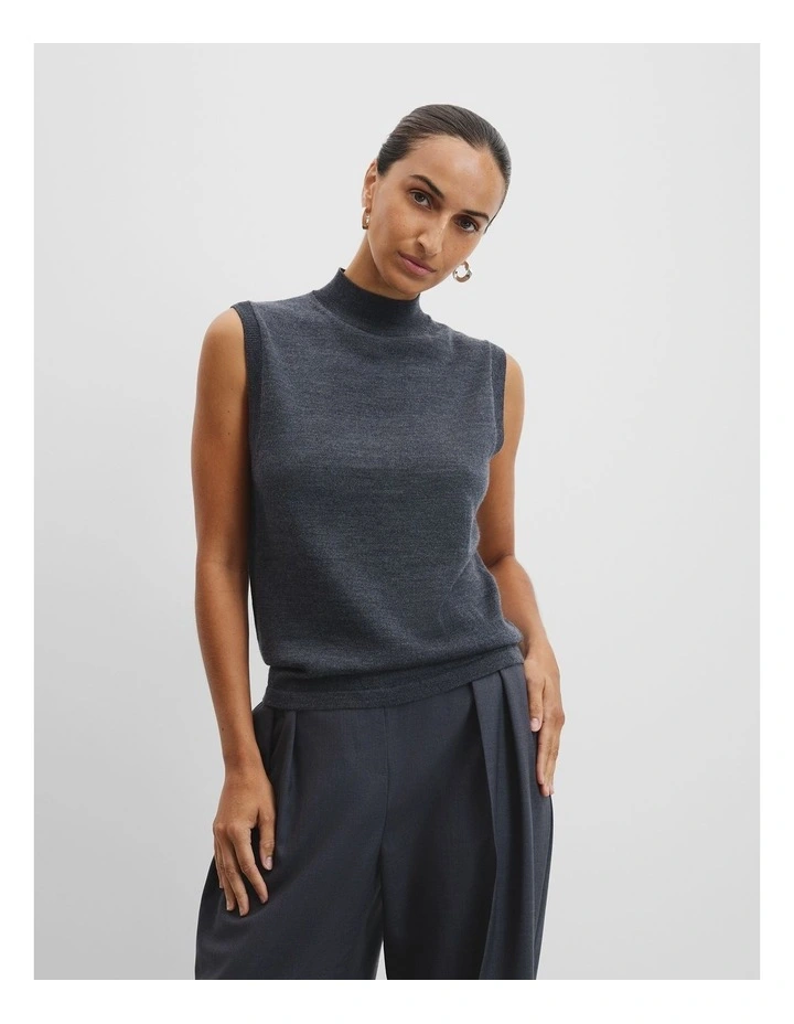 Australian Merino Wool Mock Neck Knit in Carbon Marle image 1