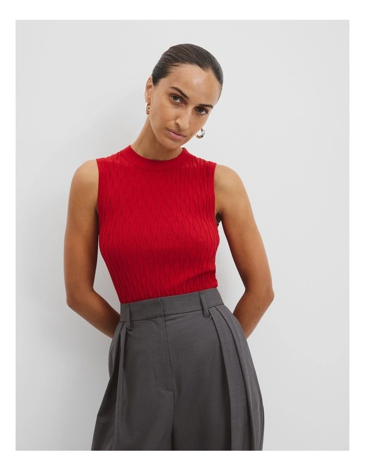 Pattern Knit Tank in Cherry image 1