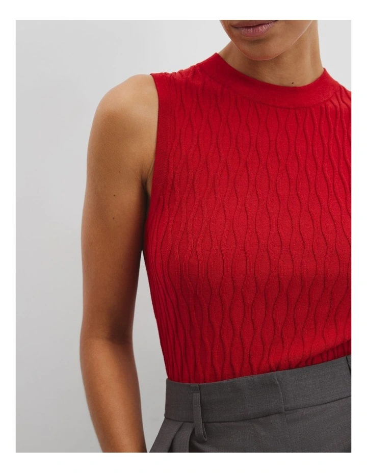 Pattern Knit Tank in Cherry image 2