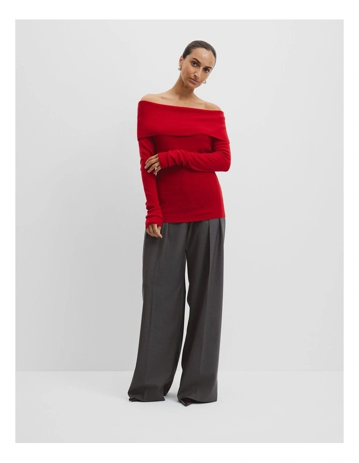 Off-shoulder Detail Knit in Cherry image 3