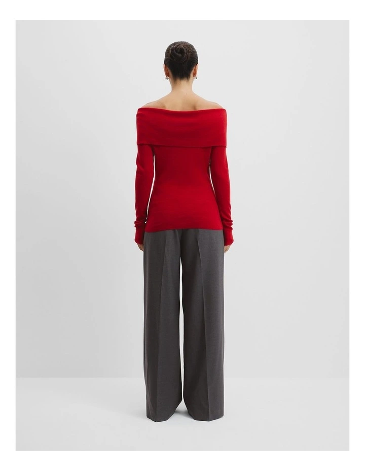 Off-shoulder Detail Knit in Cherry image 4