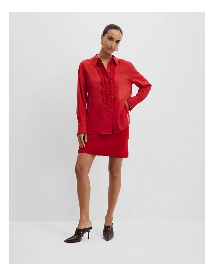 Ruffle Organza Shirt in Cherry image 1