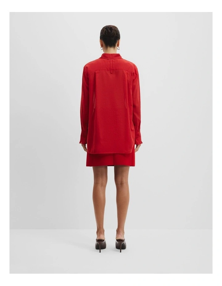 Ruffle Organza Shirt in Cherry image 4