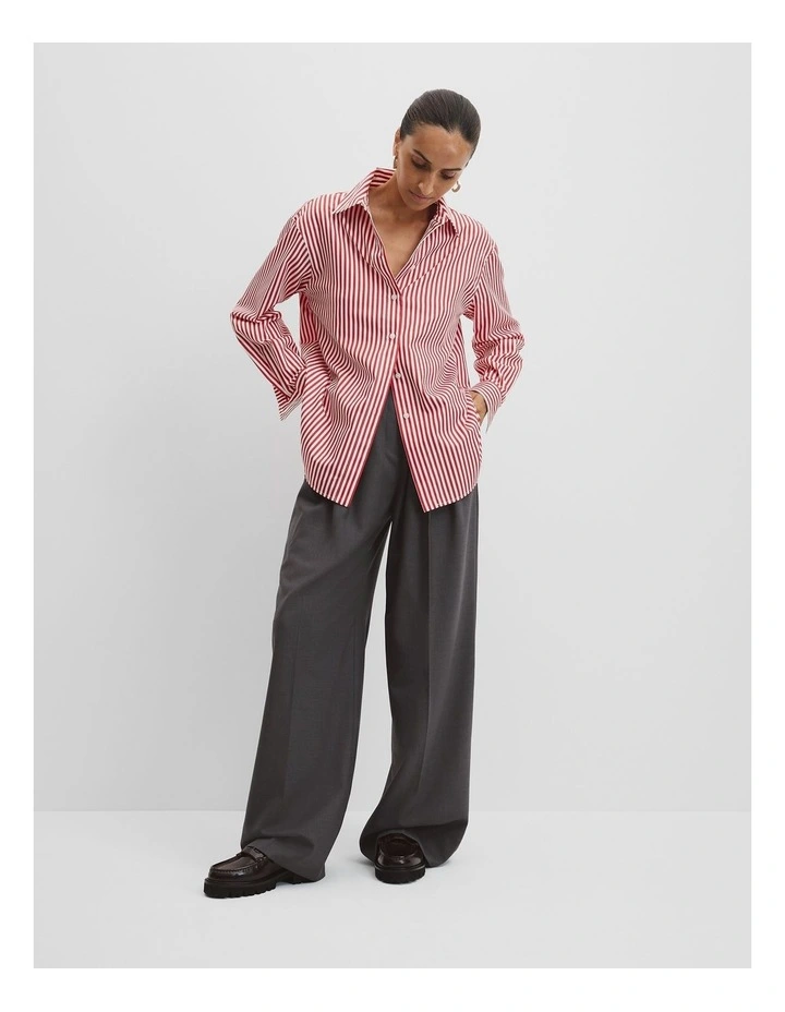 Australian Cotton Stripe Oxford Shirt in Cherry image 2