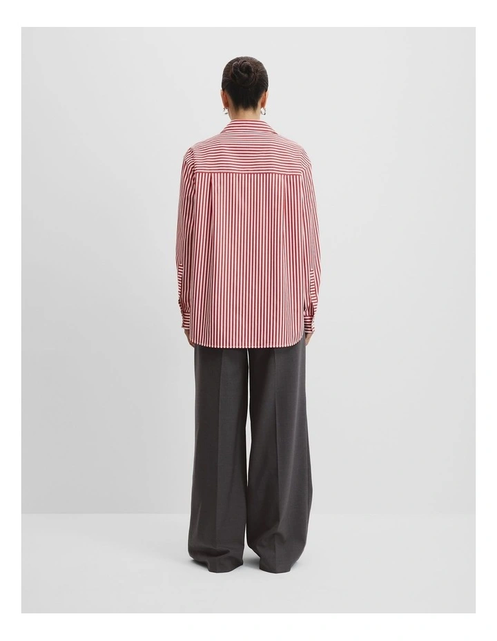 Australian Cotton Stripe Oxford Shirt in Cherry image 4