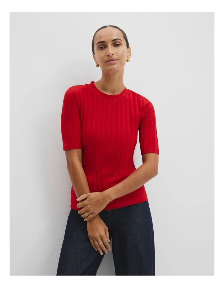 Short Sleeve Fitted T-Shirt in Cherry image 1