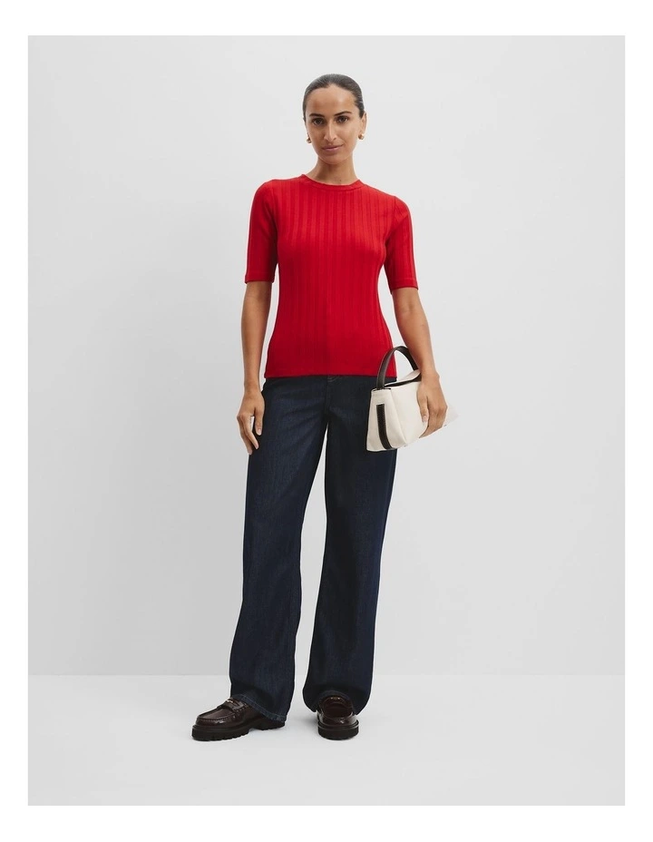 Short Sleeve Fitted T-Shirt in Cherry image 3