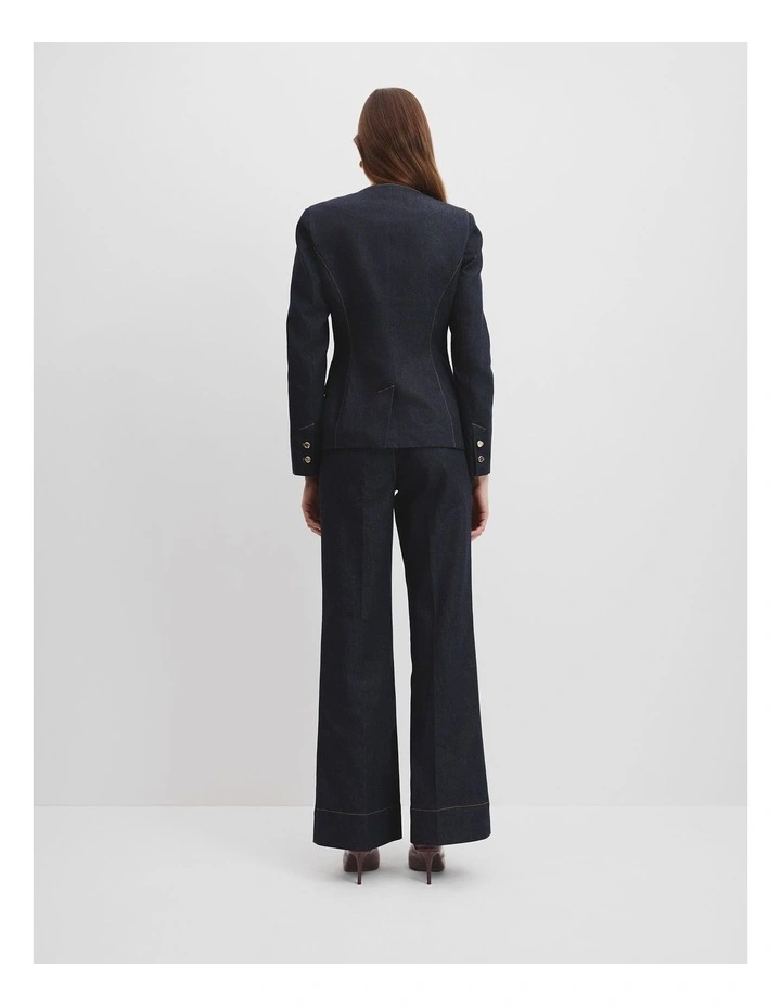 Contoured Denim Blazer in Indigo Rinse image 4