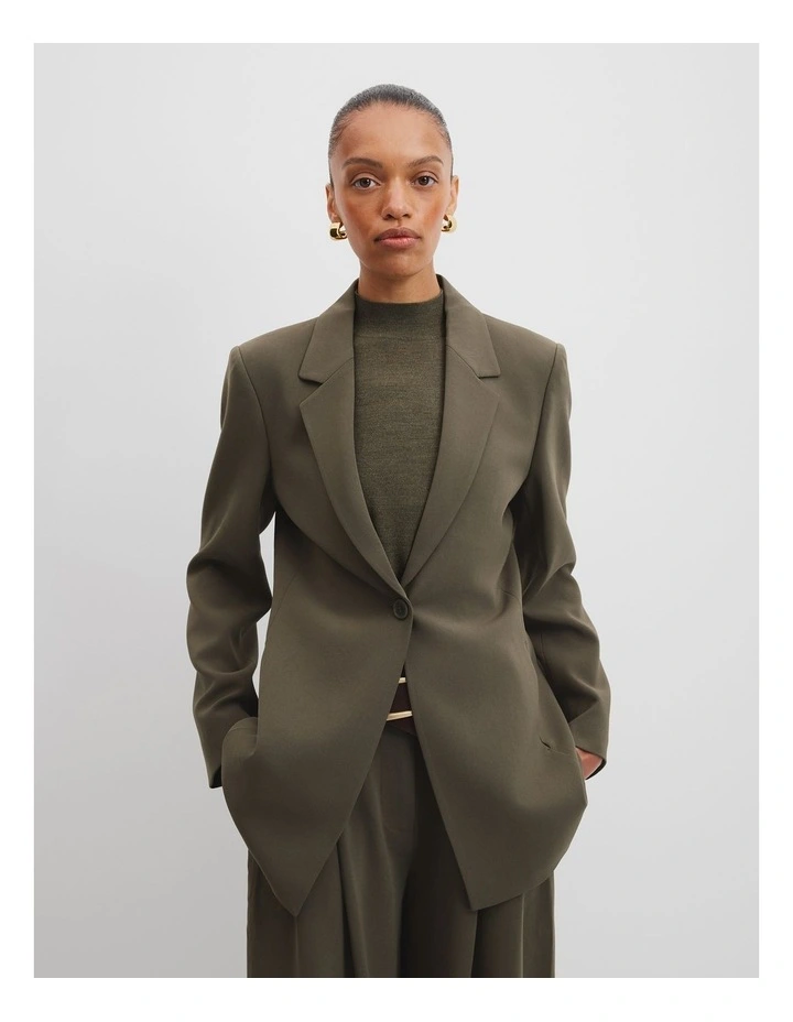 Mitred Slim Blazer in Green image 1